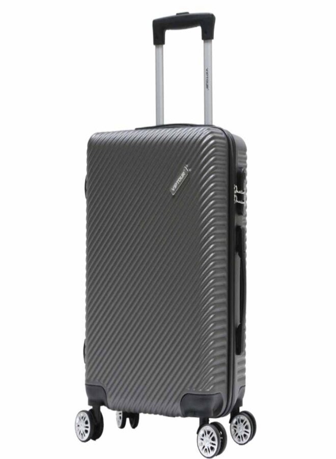 فيبتور حقيبة VIPTOUR ABS ذات الجانب الصلب للمقصورة بزاوية 360 درجة و4 عجلات مع قفل أرقام لحقائب السفر، VT-A507 رمادي داكن - Image 1