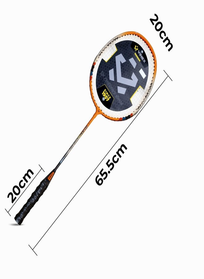 فينكس مجموعة مضارب تنس الريشة Vinex VTEC 250 (قطعتان) | رأس من الألومنيوم وعمود من الفولاذ المقوى | خفيف الوزن 102 غرام | مرونة صلبة | مضرب تنس ريشة متين للمبتدئين والتدريب | برتقالي | بدون حقيبة حمل - Image 4