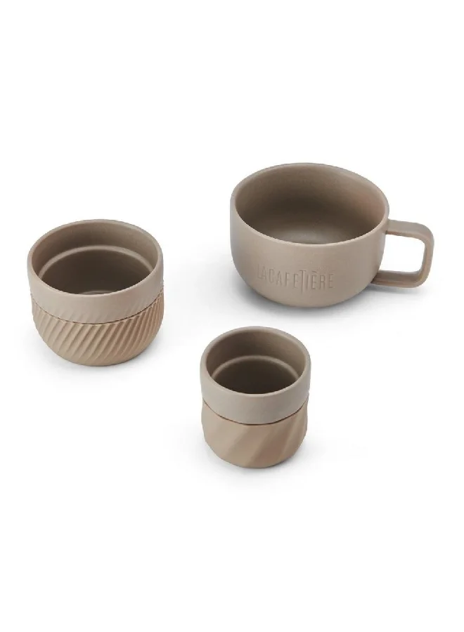 لا كافيتير 8.2 × 10.8 × 14 سم LCMUGSETALM3PC طقم أكواب العائلة 3 قطع بورسلين عالي الجودة لوزي