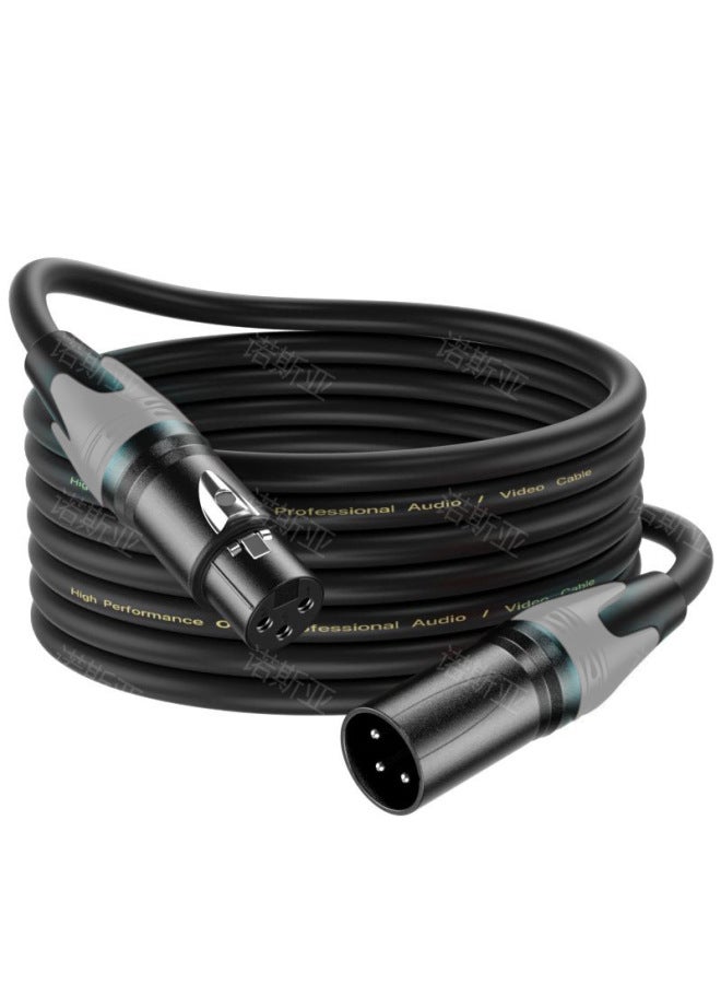 XLR Three-core Cannon Line Male To Female Audio Line KTV Audio Microphone Cable Professional Microphone Cannon-Color:Xlr Wire Gray Tail Ring*ofc Oxygen-free Copper*3 Core*od6.0*black*pvc-Length:1m  - Image 1