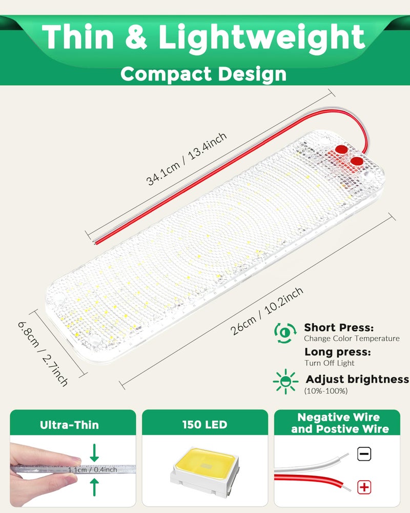 MERTTURM 150LED 12V-30V RV Lights Interior, 12 Volt LED Lights with 3 Colors&Dimmable Brightness, Ultra Bright Ceiling Dome Light Fixture Interior for Van, Car, Camper, RV, Boat, Trailer(2700-6000K) - Image 5