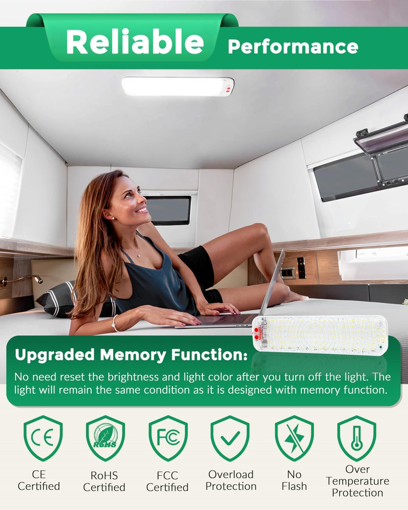 MERTTURM 150LED 12V-30V RV Lights Interior, 12 Volt LED Lights with 3 Colors&Dimmable Brightness, Ultra Bright Ceiling Dome Light Fixture Interior for Van, Car, Camper, RV, Boat, Trailer(2700-6000K) - Image 4