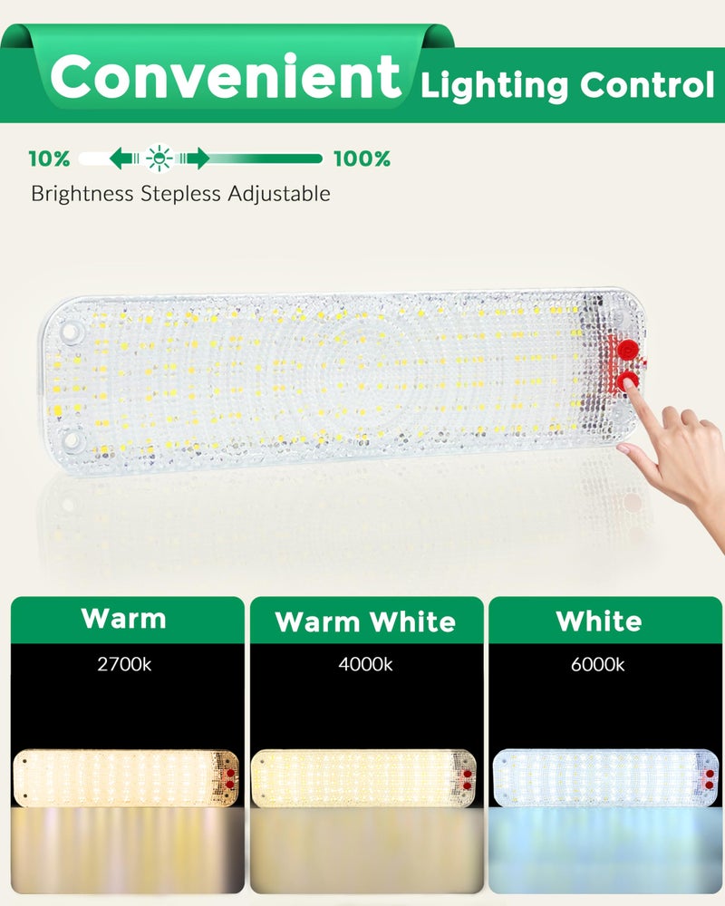 MERTTURM 150LED 12V-30V RV Lights Interior, 12 Volt LED Lights with 3 Colors&Dimmable Brightness, Ultra Bright Ceiling Dome Light Fixture Interior for Van, Car, Camper, RV, Boat, Trailer(2700-6000K) - Image 3