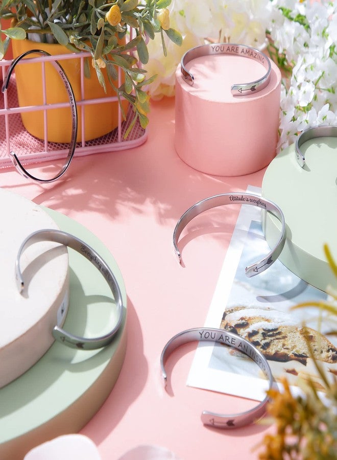 MTLEE 30 Pcs Inspirational Cuff Bracelets Bulk Gifts for Women Motivational Bible Verse Bracelet Silver Personalized(Novel) - Image 2