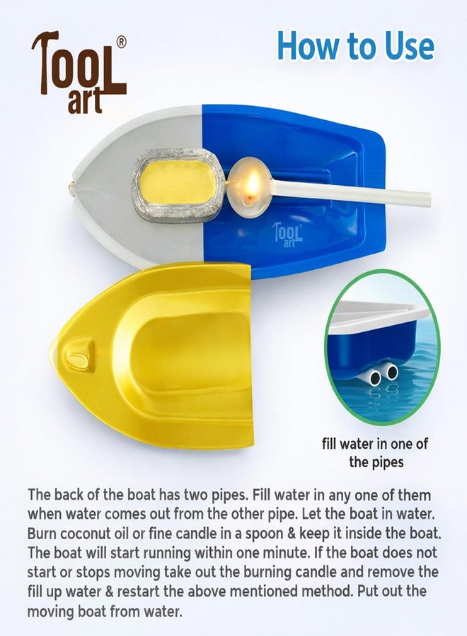 TOOLART Classic Steam Powered Tin Metal Pop Pop Boat, Candle Powered Putt Putt Water Toy with Vintage Design, Multicolor (rg_steam_Boat) - Image 4