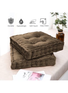 Rest Box Cushion Seat Pad Premium Velvet Chair Pad Adults Chair Armchair Brown 40Cm X 40Cm + 8Cm  - Image 4