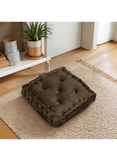 Rest Box Cushion Seat Pad Premium Velvet Chair Pad Adults Chair Armchair Brown 40Cm X 40Cm + 8Cm  - Image 1