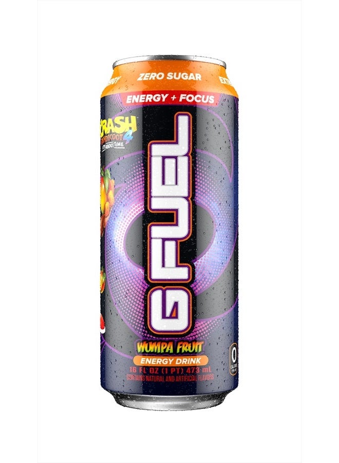 G Fuel مشروب الطاقة كراش بانديكوت، خالي من السكر، مشروبات صحية، صفر سعرات حرارية، 300 ملغ من الكافيين لكل علبة غازية، نكهة فاكهة وامبا، تركيز أميني، مزيج فيتامين + مضادات الأكسدة - 12 عبوة - Image 2