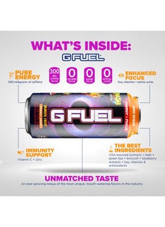 G Fuel Crash Bandicoot Energy Drink, Sugar Free, Healthy Drinks, Zero Calorie, 300 mg Caffeine per Carbonated Can, Wumpa Fruit Flavor, Focus Amino, Vitamin + Antioxidants Blend - 12 Pack  - Image 3