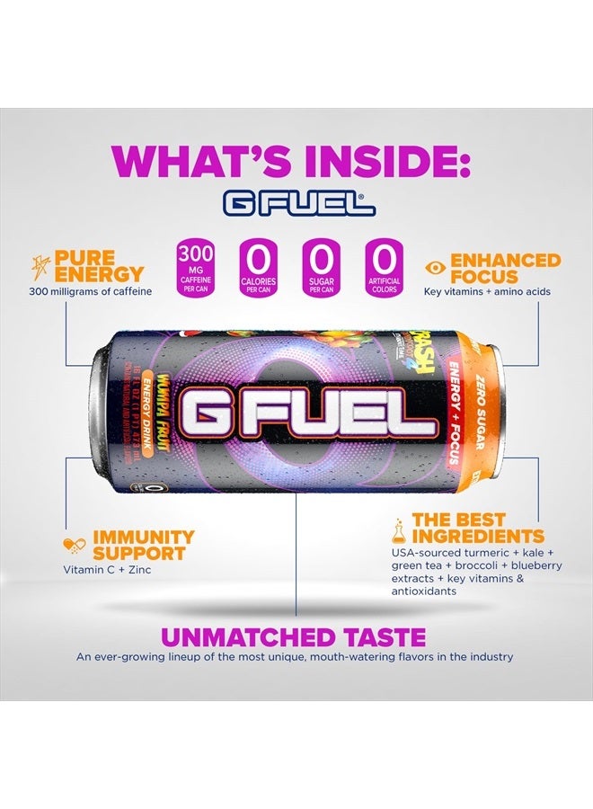 G Fuel مشروب الطاقة كراش بانديكوت، خالي من السكر، مشروبات صحية، صفر سعرات حرارية، 300 ملغ من الكافيين لكل علبة غازية، نكهة فاكهة وامبا، تركيز أميني، مزيج فيتامين + مضادات الأكسدة - 12 عبوة - Image 3