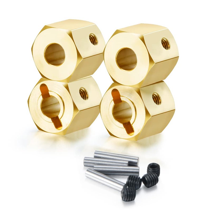 RCLions Brass Wheels Hex Hub 8mm/10mm Extension Hex Drive Adapter for Redcat GEN8 Upgrades Parts 1/10 RC Crawler Car (10mm) - Image 1