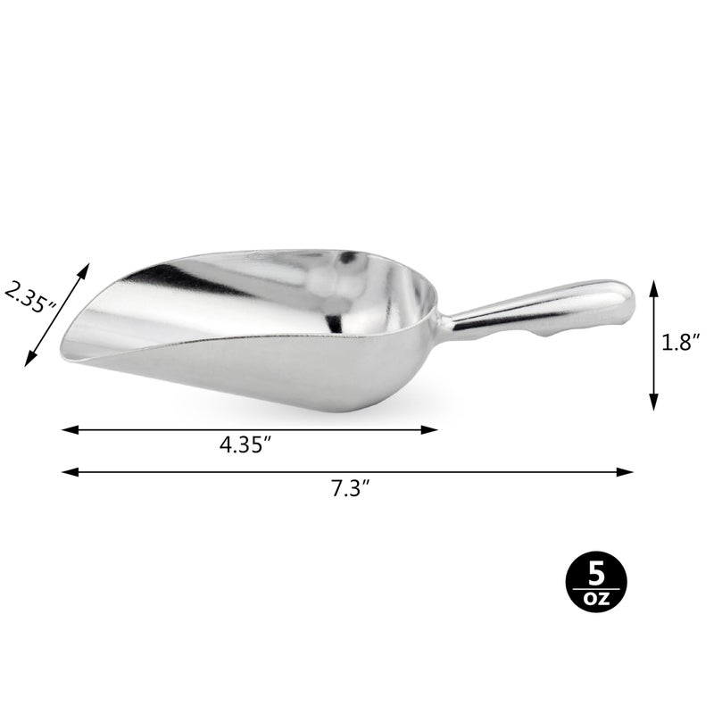 New Star Foodservice 34509 One-Piece Cast Aluminum Round Bottom Bar Ice Flour Utility Scoop, 5-Ounce, Silver (Hand Wash Only) - Image 2