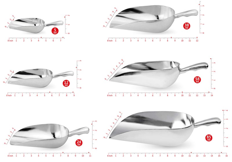 New Star Foodservice 34509 One-Piece Cast Aluminum Round Bottom Bar Ice Flour Utility Scoop, 5-Ounce, Silver (Hand Wash Only) - Image 5