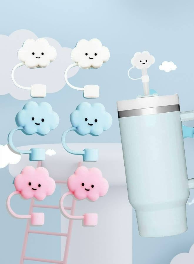 6  PCS Multicolor Silicone Cloud Straw Caps for Stanley Cup, Reusable Stopper, 10mm Diameter, Dust-Proof, Anti-Leak, 6  Pieces - Image 1