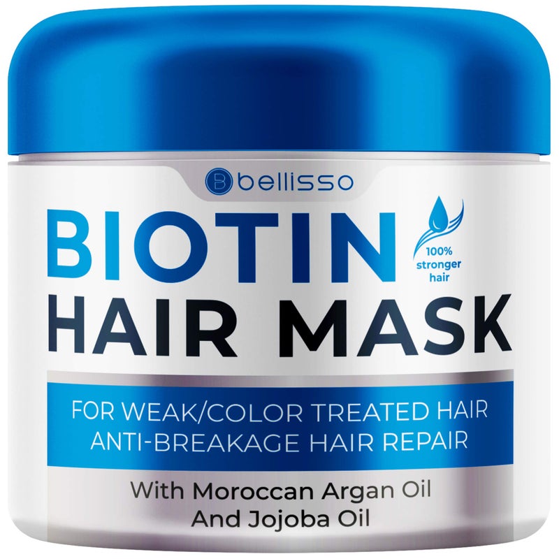 BELLISSO Biotin Hair Mask - Volume Boost and Deep Conditioner for Dry, Damaged Hair - Hydrating Repair Treatment for Women and Men - Moisture Conditioning for Curly Hair and Split Ends - Sulfate Paraben Free - Image 1