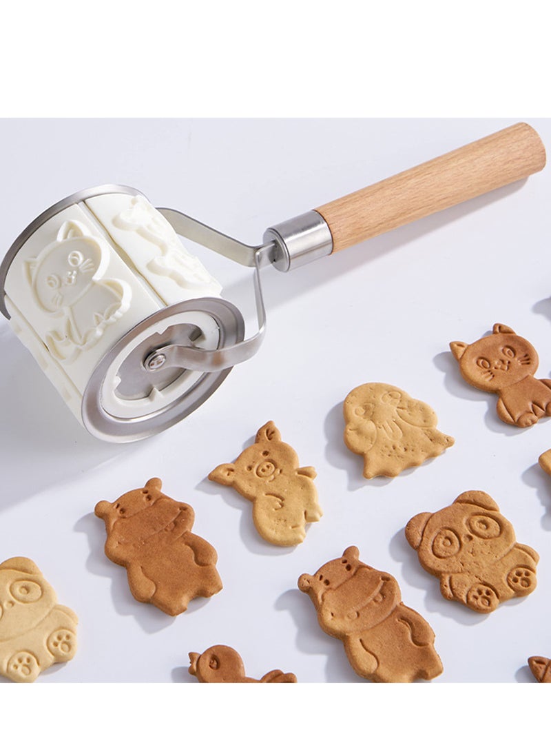 SYOSI Cartoon Animal Cookie Cutter, Rolling Baking Molds Cookie Cutters Set, Reusable Biscuit Cutter with 32 Animals Patterns Embossed Cookie Stamps - Image 2