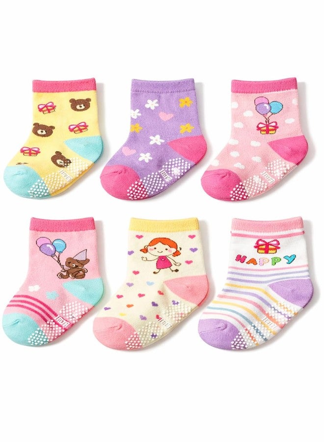 CUTEABLY Cotton Baby Socks, Non-Slip Grip, Ankle Length, for Boys and Girls, Toddler, Infant (6-12 Months), Multicolour - Image 1