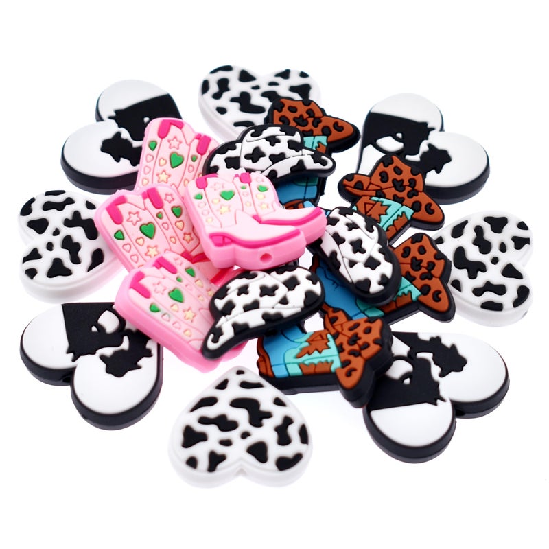 Ibuclein 20PCSSet Silicone Focal Bead Cowgirl Cute Loose Beads Accessory for DIY Keychains Bracelet Necklace Pens Lanyard Making - Image 3