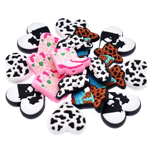 Ibuclein 20PCSSet Silicone Focal Bead Cowgirl Cute Loose Beads Accessory for DIY Keychains Bracelet Necklace Pens Lanyard Making - Image 1