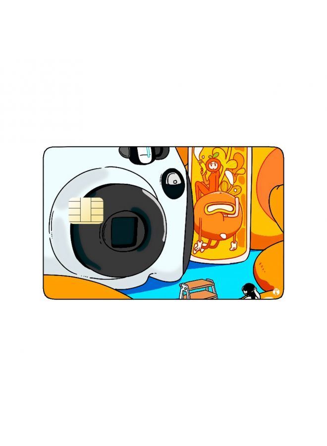 RKN PRINTED BANK CARD STICKER Beautiful Camera And Oranges Drawing - Image 1