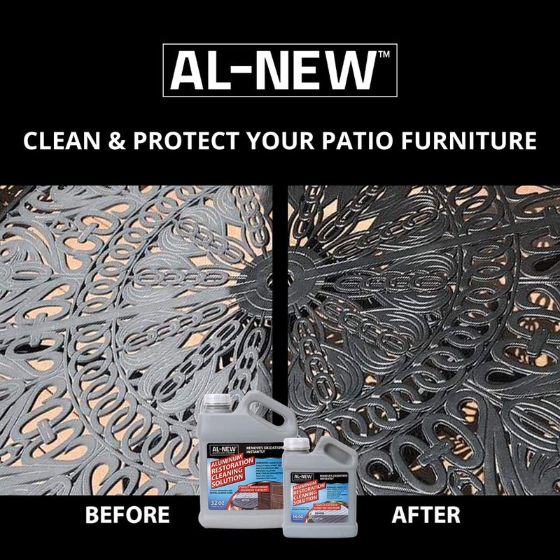 AL-NEW Aluminum Restoration Cleaning Solution Kit | Clean & Restore Patio Furniture, Stainless Steel, & Other Household Metal Surfaces (16 oz. Kit) - Image 2