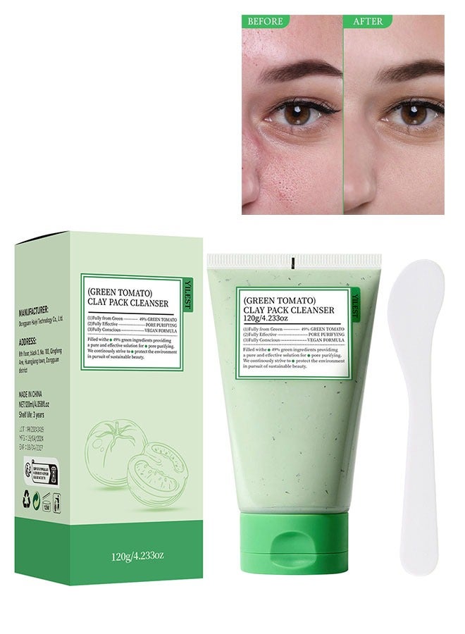 YILEST Green Tomato Clay Pack Cleanser 120g, Pore Purifying with Green Tomato Extract, Sebum and Clogged Pore Care, Exfoliation, Fragrance Free, Vegan and Dermatologically Tested - Image 1