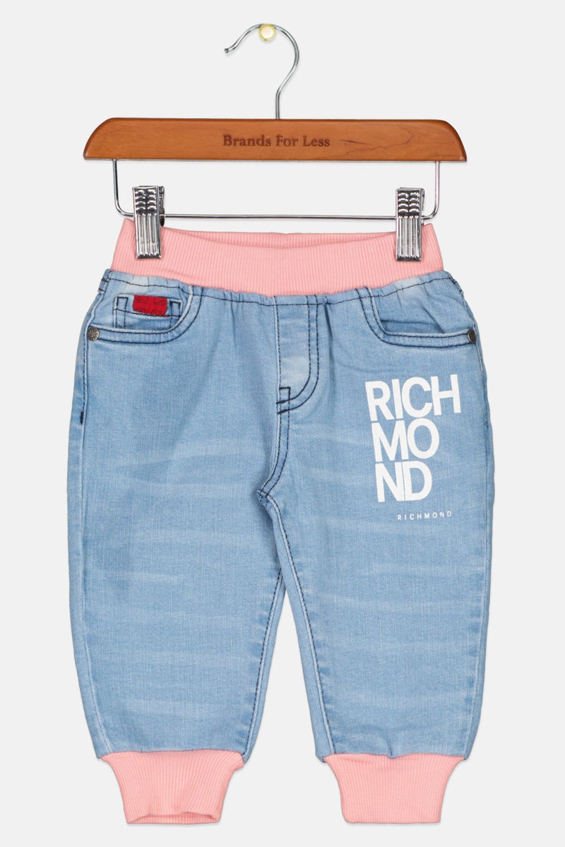 JOHN RICHMOND Toddlers Girl Jogger Pant, Light Denim Blue/Blossom Pink - Image 1