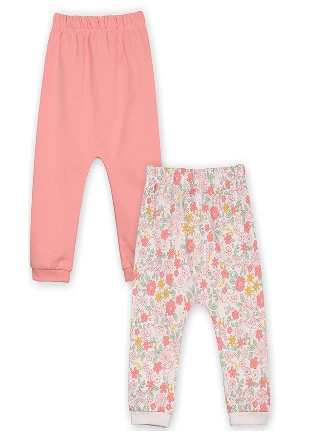 miniklub Baby Girls Elasticated Full Length Knitted Cotton Knit Bottom, Pack of 2, Pink (9-12M) - Image 2