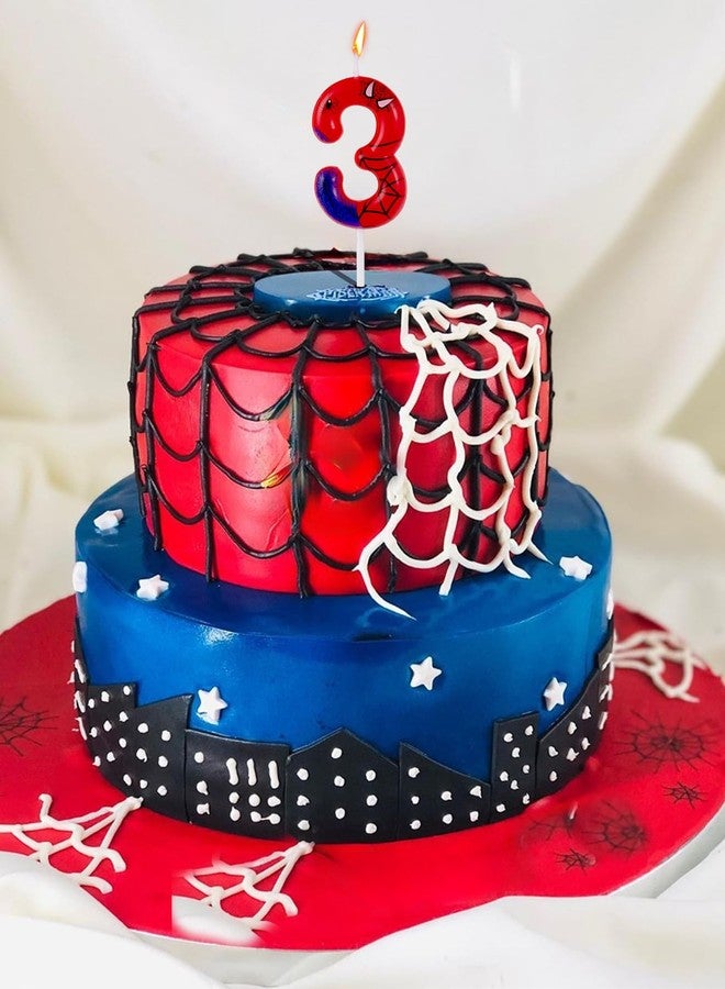 Gezan Spider Themed Birthday Candles Number Candles Happy Birthday Cake Toppers Advent Candle Web Candles for Boy Girl Spider Party Decoration Supplies Birthday Halloween Party (Number 3) - Image 3