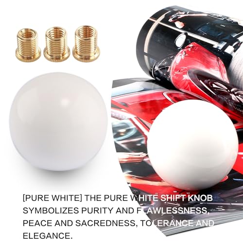 YIUIY Round Ball Shift Knob Universal Gear Shift Knob 5 6 Speed for Manual Automatic Vehicles with Adapters (Pure White) - Image 5