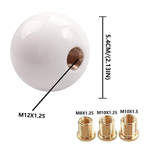 YIUIY Round Ball Shift Knob Universal Gear Shift Knob 5 6 Speed for Manual Automatic Vehicles with Adapters (Pure White) - Image 2