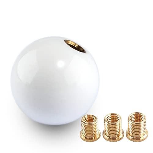 YIUIY Round Ball Shift Knob Universal Gear Shift Knob 5 6 Speed for Manual Automatic Vehicles with Adapters (Pure White) - Image 1