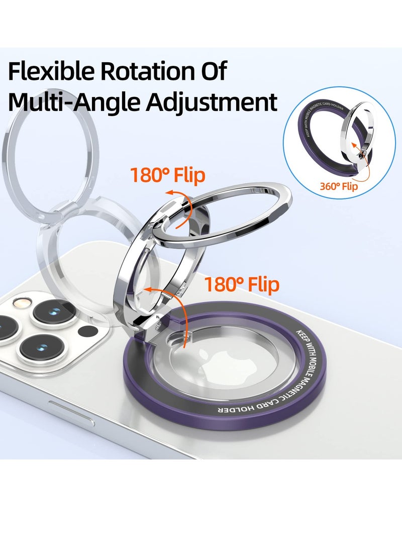 Excefore Magnetic Phone Ring Stand for MagSafe, Metal Adjustable Dual Ring Magnetic Phone Grip Holder, Compatible with iPhone 12/13/14 Series(Dark Purple) - Image 3