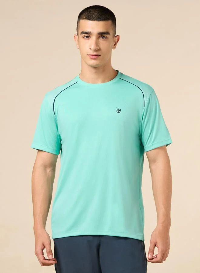 Cult Men Blue Solid Raglan Sleeve T-Shirt