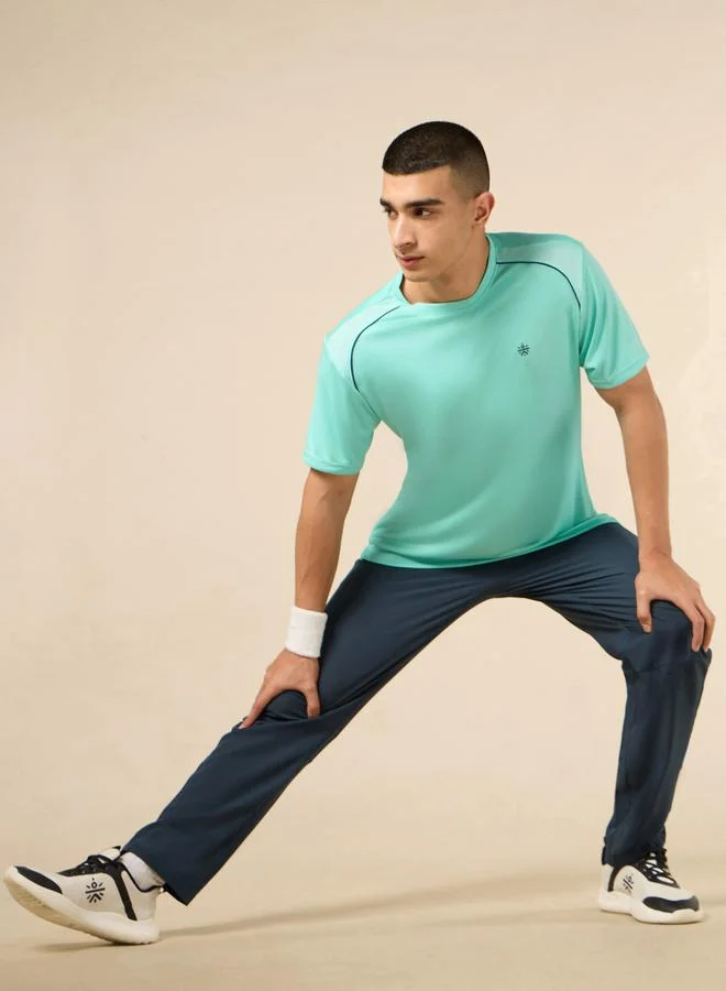 Cult Men Blue Solid Raglan Sleeve T-Shirt