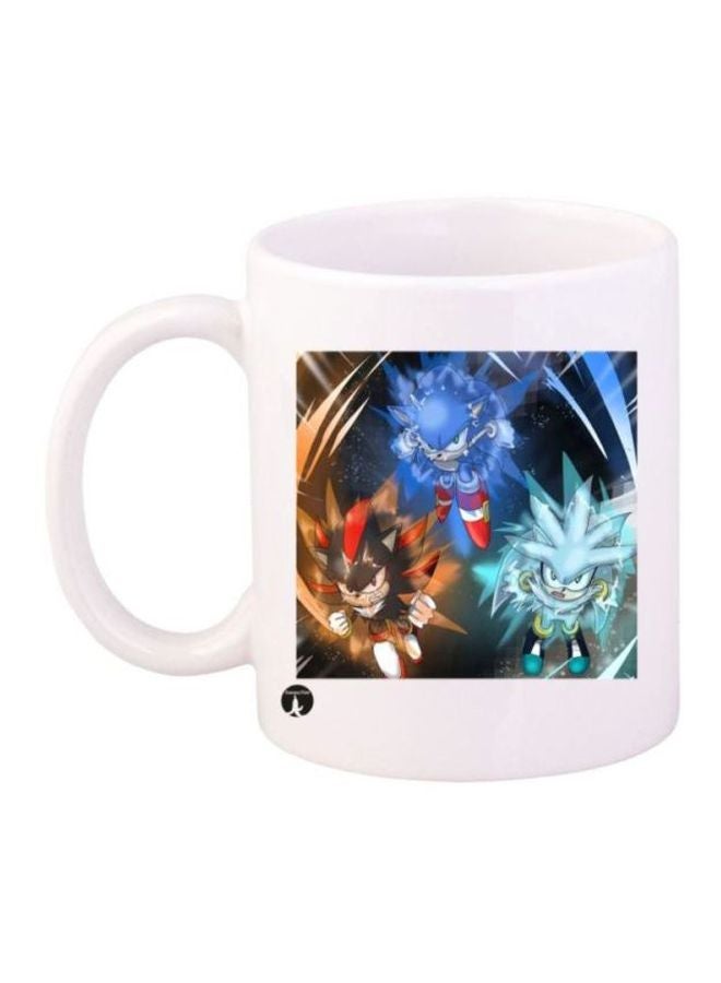 RYN Sonic Video Game Printed Coffee Mug White/Blue/Brown