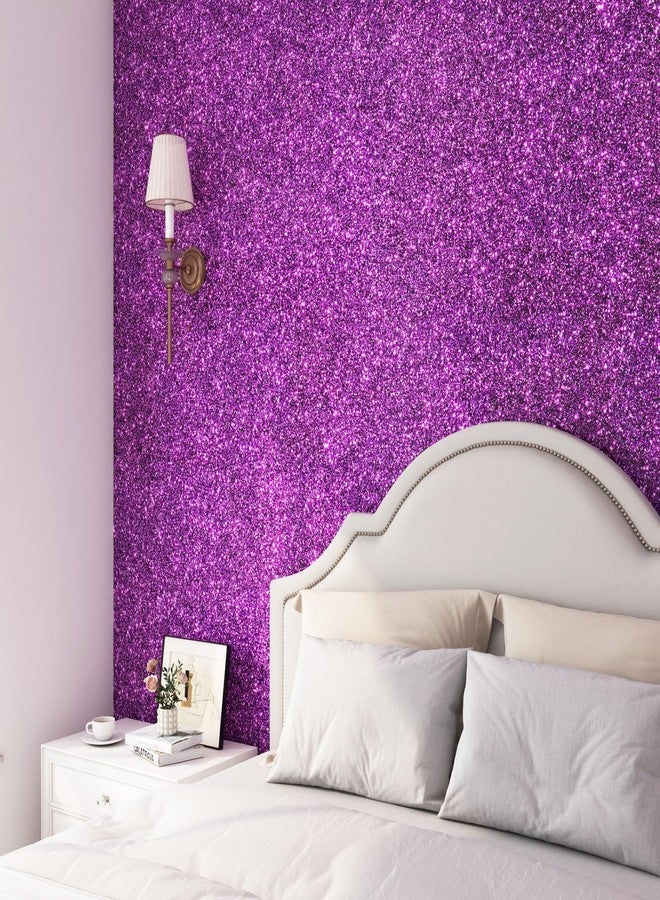 FunStick Violet Purple Glitter Wallpaper Peel and Stick Sparkle Purple Glitter Contact Paper for Cabinets Drawers Walls Desk Self Adhesive Removable Wallpaper for Kids Girls Bedroom Vinyl Wrap 16"x80" - Image 2