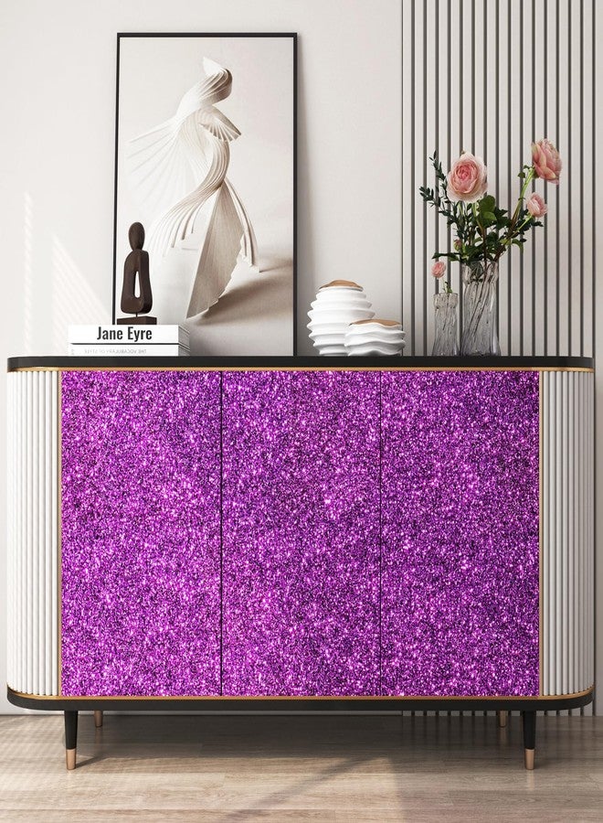 FunStick Violet Purple Glitter Wallpaper Peel and Stick Sparkle Purple Glitter Contact Paper for Cabinets Drawers Walls Desk Self Adhesive Removable Wallpaper for Kids Girls Bedroom Vinyl Wrap 16"x80" - Image 3