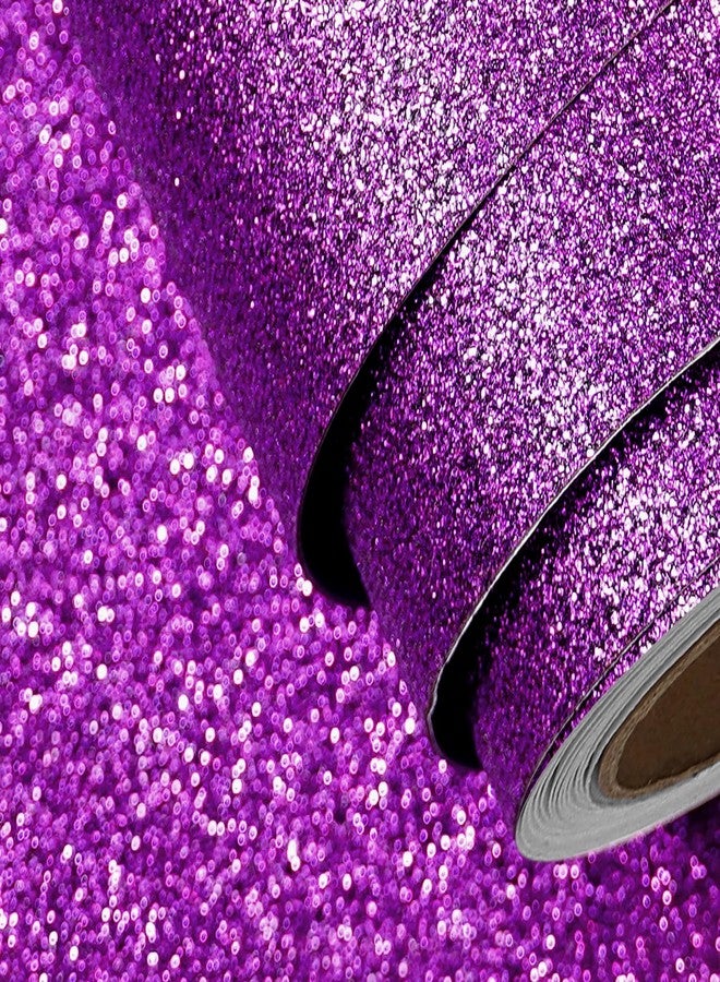 FunStick Violet Purple Glitter Wallpaper Peel and Stick Sparkle Purple Glitter Contact Paper for Cabinets Drawers Walls Desk Self Adhesive Removable Wallpaper for Kids Girls Bedroom Vinyl Wrap 16"x80" - Image 1