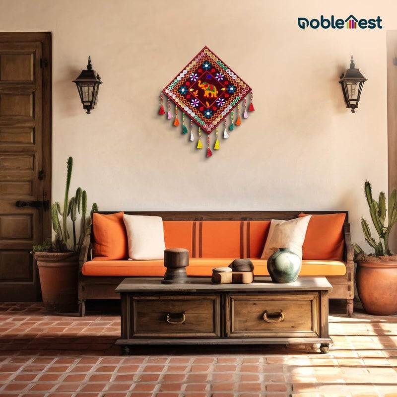 Noblenest Gujrati Wooden Wall Art Hanging for Living Traditional Rangoli Design Room Decoration Item for Home Modern Decor Items Wall Hanging for Office and Bedroom NELR082428 - Image 3