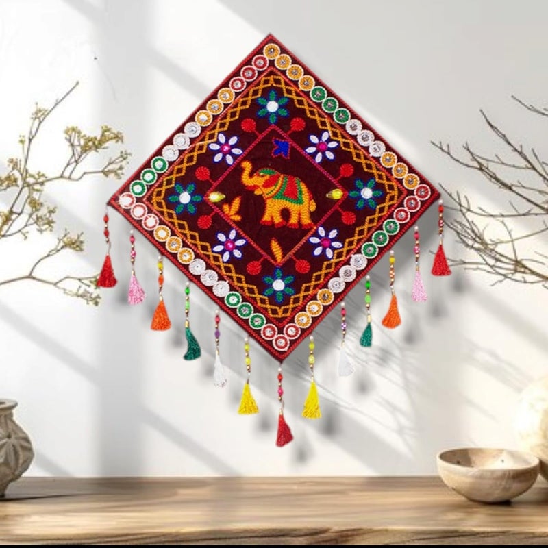 Noblenest Gujrati Wooden Wall Art Hanging for Living Traditional Rangoli Design Room Decoration Item for Home Modern Decor Items Wall Hanging for Office and Bedroom NELR082428 - Image 1