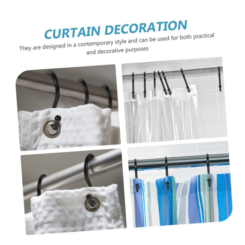 Zinc Alloy S Shaped Shower Curtain Hooks 12 Pack Black Easy Install - Image 4