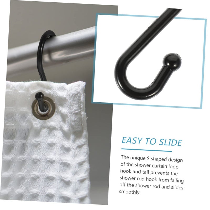 Zinc Alloy S Shaped Shower Curtain Hooks 12 Pack Black Easy Install - Image 5