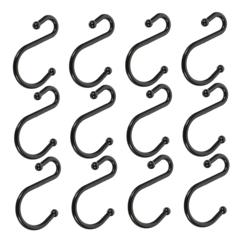 Zinc Alloy S Shaped Shower Curtain Hooks 12 Pack Black Easy Install - Image 2