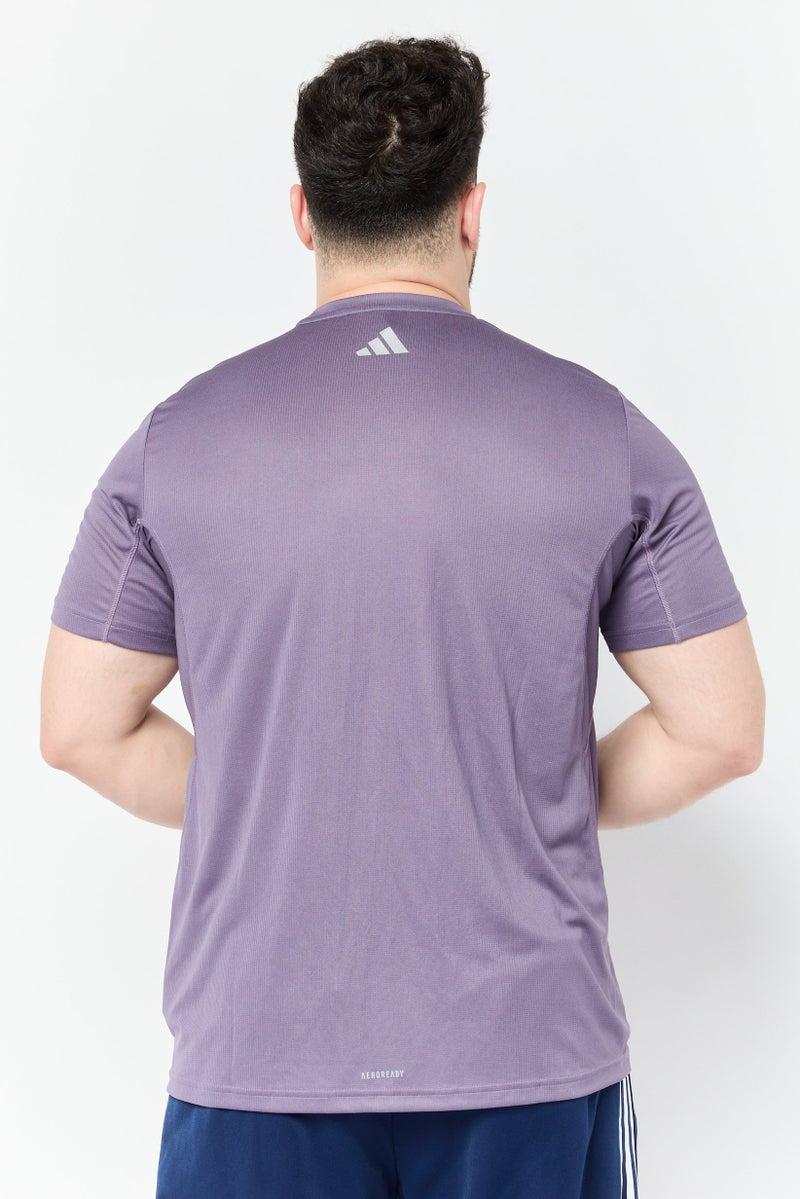 Adidas Men Sportswear Fit Short Sleeve Training T-shirt, Light Purple - Image 2