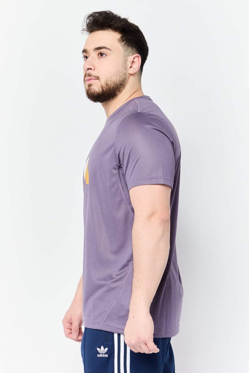 Adidas Men Sportswear Fit Short Sleeve Training T-shirt, Light Purple - Image 4