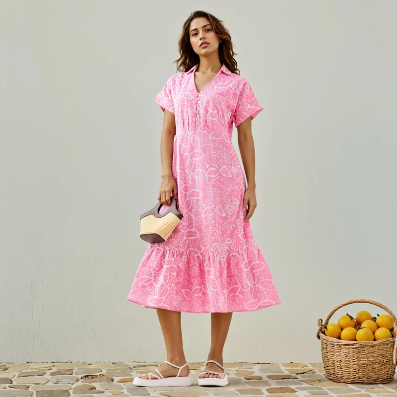 2Xtremz 2Xtremz All-Over Schiffli Embroidered Dress with Flounce Hem