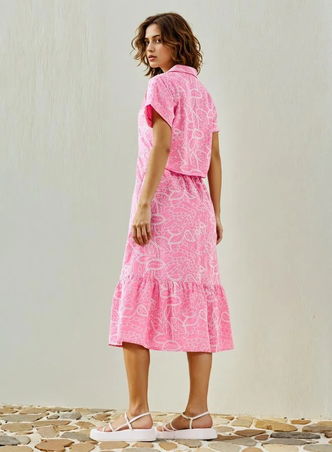 2Xtremz 2Xtremz All-Over Schiffli Embroidered Dress with Flounce Hem