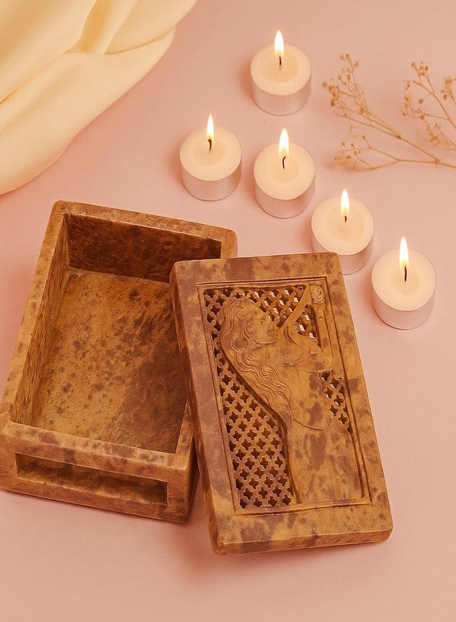 SANDSTERS VR SOURCING Handcrafted Marble Box with Animal design Carving and Jali Work – Decorative Storage Box|Jewelry Oraganizer - Image 1