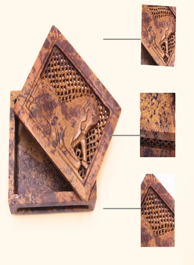 SANDSTERS VR SOURCING Handcrafted Marble Box with Animal design Carving and Jali Work – Decorative Storage Box|Jewelry Oraganizer - Image 3